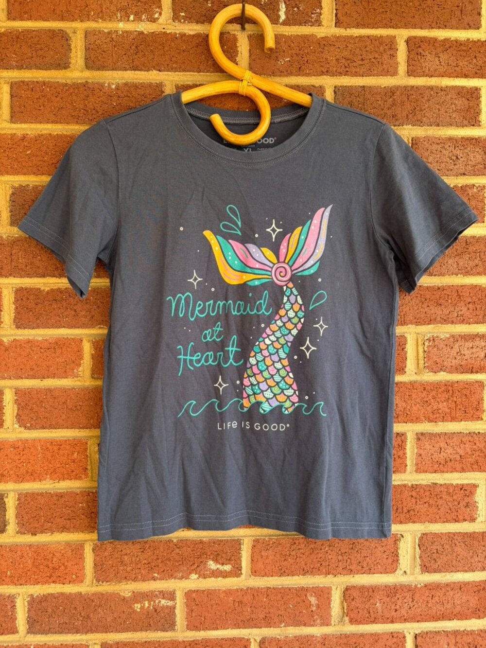 Life Is Good Mermaid at Heart Navy Blue T-shirt Girls XL